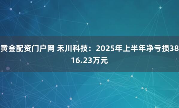 黄金配资门户网 禾川科技：2025年上半年净亏损3816.23万元
